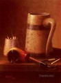 静物パイプとマグカップ アイルランドの画家ウィリアム・ハーネット